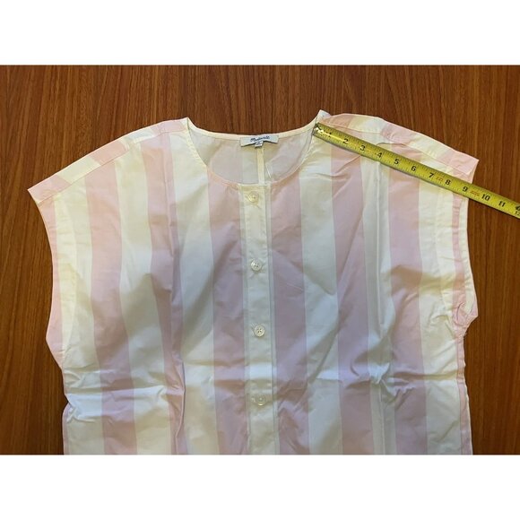 New Womens Madewell Coverall Button Jumpsuit Pink White Striped Size L - Picture 7 of 12